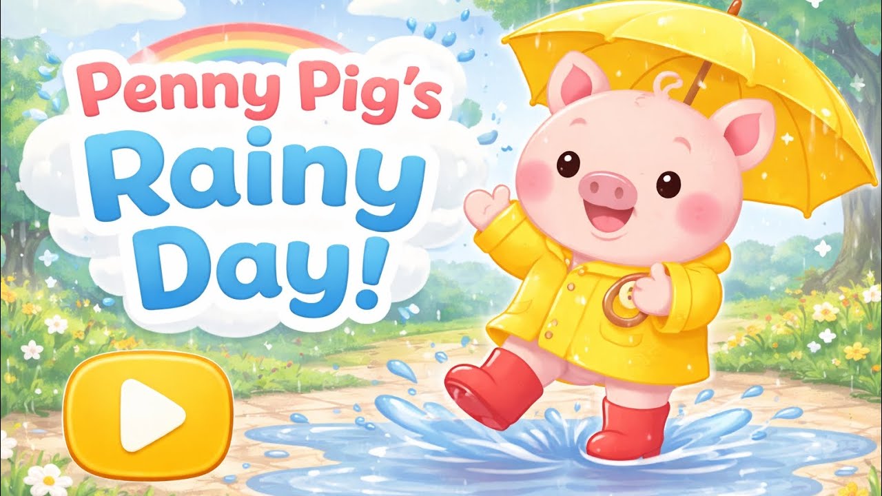 Penny Pig and the Happy Rainy Day 🌧️🐷 | Calm Cartoon Story for Kids