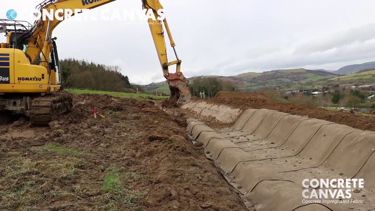 Concrete Canvas Channel Lining Speed Trial - YouTube