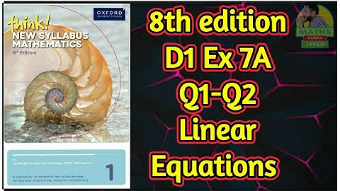 Q1-Q2 || Ex-7A || D1-8th edition || Chap 7 Linear Equations || In Urdu/hindi