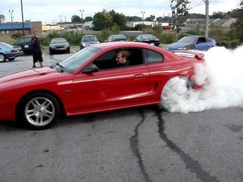 1998 Red Mustang Burnout You
