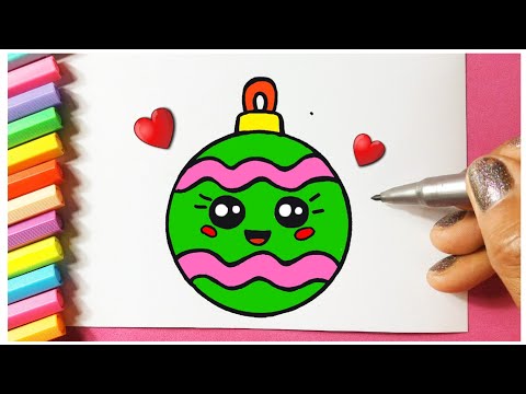 Como desenhar Enfeite de Natal fofo Kawaii ❤ Desenhos de Natal - Desenhos para Desenhar