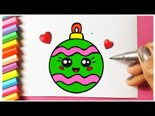 Como desenhar Enfeite de Natal fofo Kawaii ❤ Desenhos de Natal - Desenhos  para Desenhar 