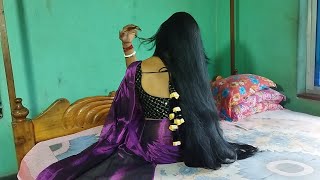 Long Hair Big Bun Open And Silky Shine Long Hair Play | Gorgeous Thick Long Hair Play For Woman |