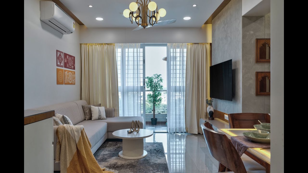 1100 SQ.FT. 3BHK APARTMENT INTERIOR DESIGN AT CHINCHWAD, PUNE.