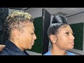 She was shocked that I could put her short hair in a ponytail (wedding transformation)