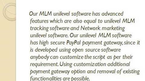 MLM Software, MLM Unilevel Software