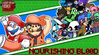 NOURISHING BL00D But Every Turn Different Character Sings 😼🎶 (FNF: Mario Madness V2)