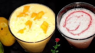 summer refreshing drinks || 2 types of lassi || Mango and Rose lassi easy at home ||