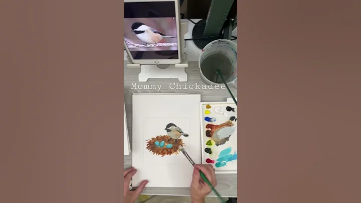 Painting a chickadee in acrylic for Mothers Day! #...