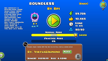 Boundless By Bpi 100% Geometry Dash Daily Level.