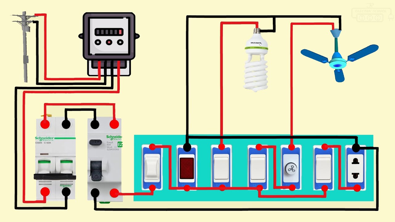 House Wiring Electrical Switch Board, Electricity Board Wiring Diagram