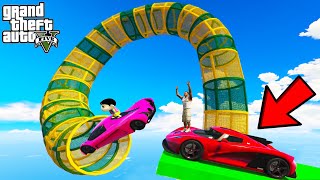 FRANKLIN TRIED IMPOSSIBLE TWO WAY ULTRA MEGA RAMP PARKOUR CHALLENGE GTA 5 | SHINCHAN and CHOP screenshot 4