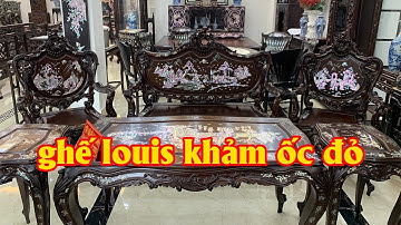 Bàn Ghế Khảm Ốc Singapore - Bàn Ghế Louis Pháp 9 Món Khảm Tích Tam Quốc | Đồ Gỗ Mai Toàn