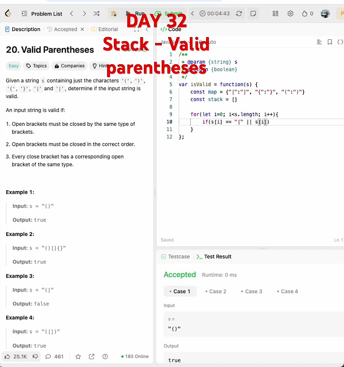Stack, Valid parentheses #coding #dsa #python #javascript # ...