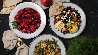 3 FALL SALADS | Pomegranate-Kale, Seasonal Vegetable, Vinaigrette