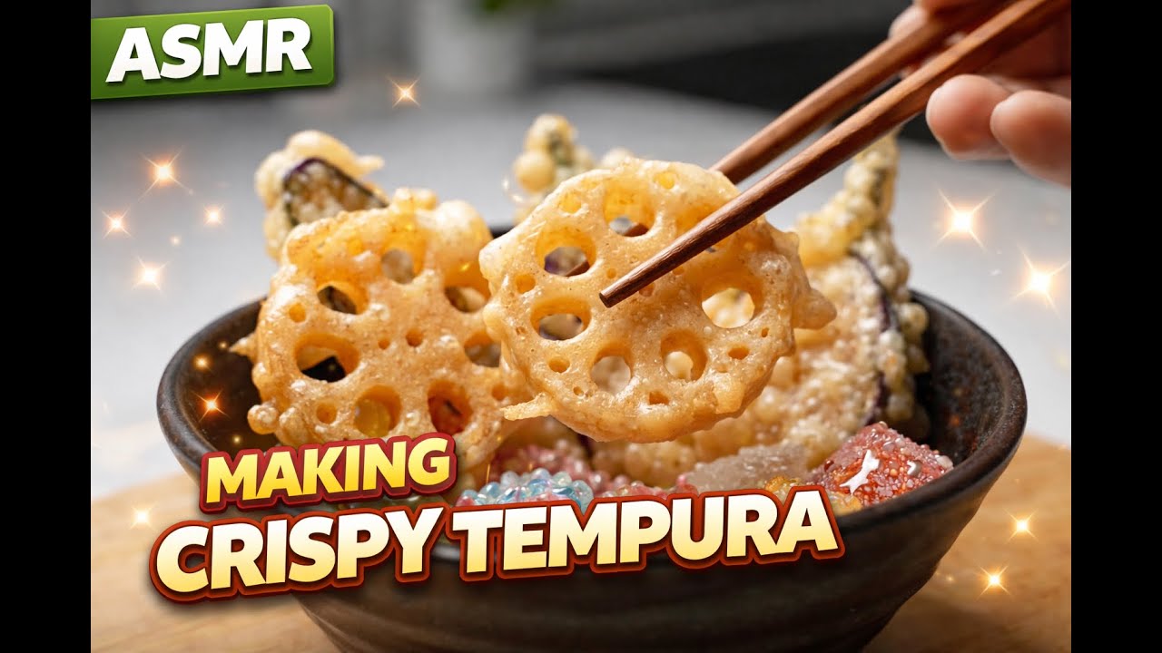 ASMR Making Crispy Tempura | Satisfying Frying Sounds I AI Content Creation Universe