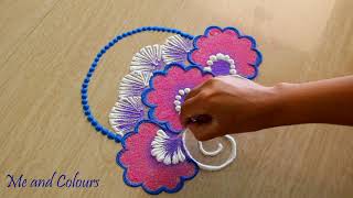 Easy Flower rangoli designs small Diwali Rangoli ரங்கோலி கோலங்கள் रंगोली डिजाइन