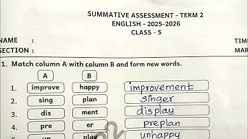 5th Standard English Term2 Summative Assessment Answers 2025-26 @illanthendral7 