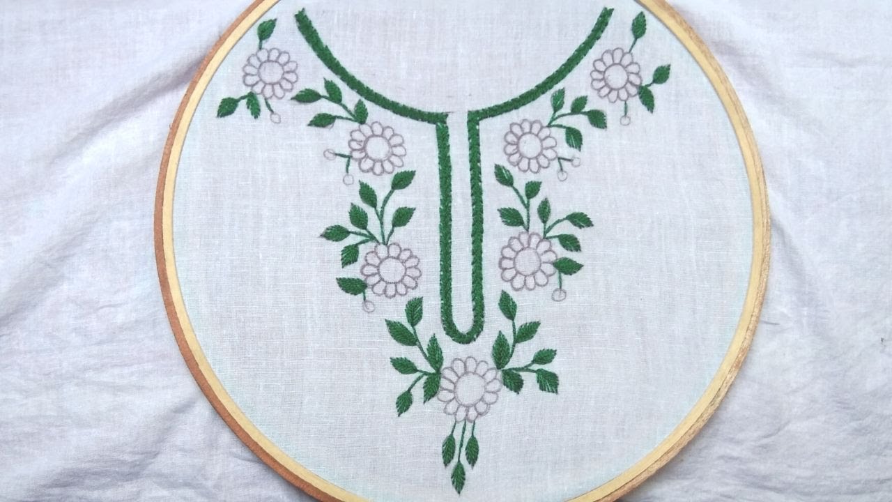 Hand embroidery neck design, neck design embroidery, neckline ...