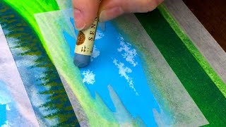 Tutorial for drawing a landscape with oil pastels 🖍🖼 Ghibli inspired 😍