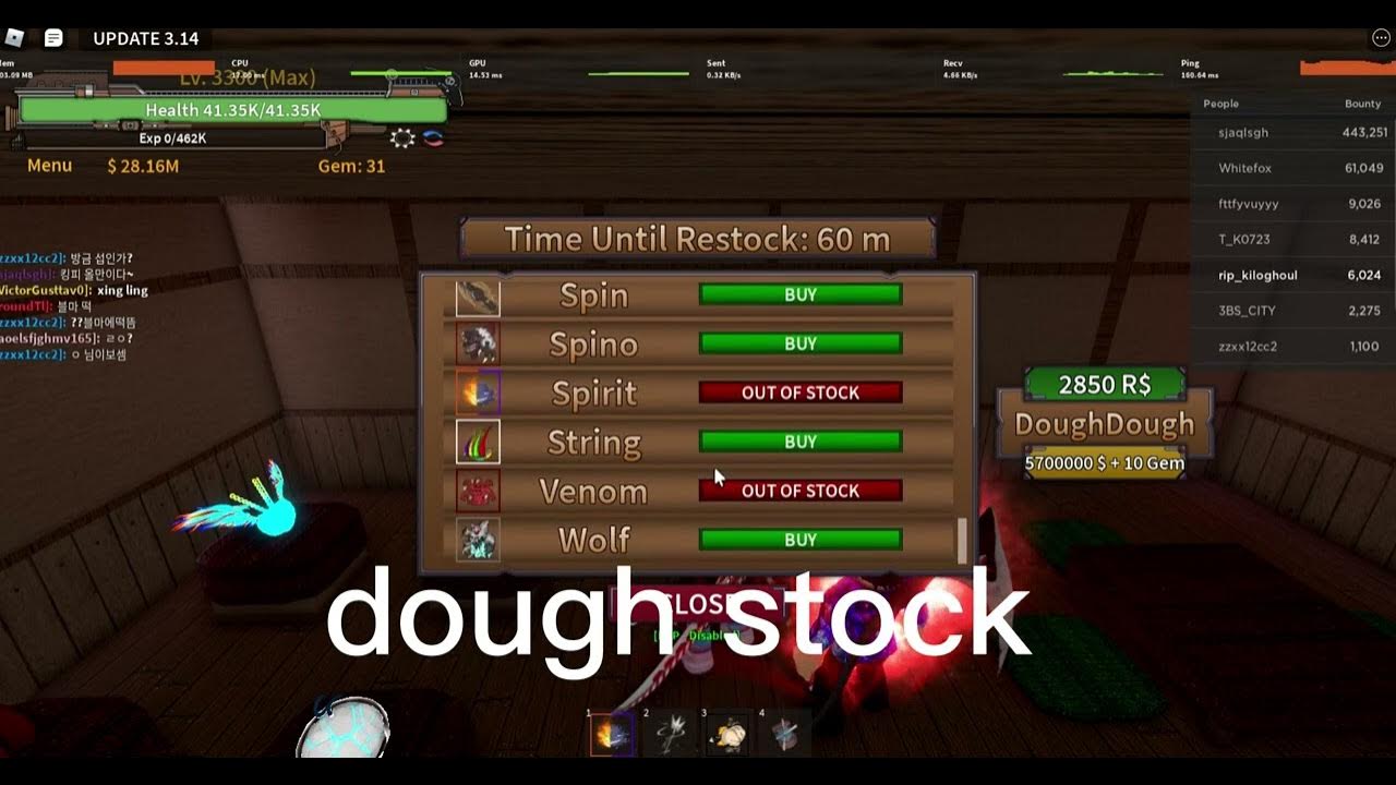  King Legacy Dough stock YouTube