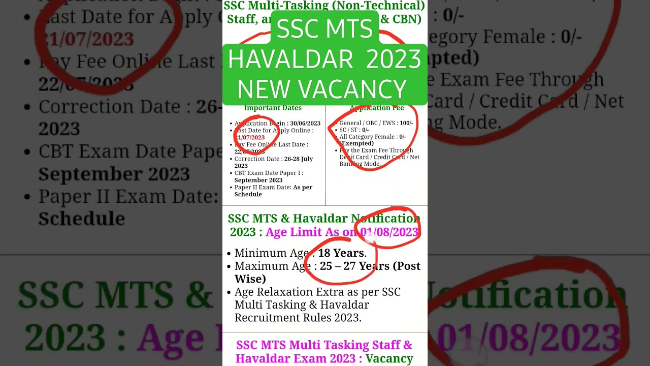 SSC Multi-Tasking (Non-Technical) Staff, and Havaldar (CBIC & CBN) Examination 2023 