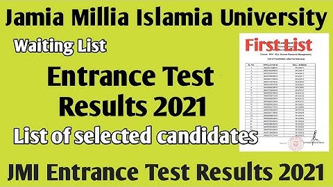 Jamia results list of Selected candidates 2021