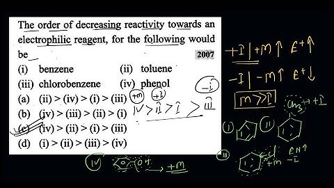 The order of decreasing reactivity towards an electrophilic reagent, for the following would be