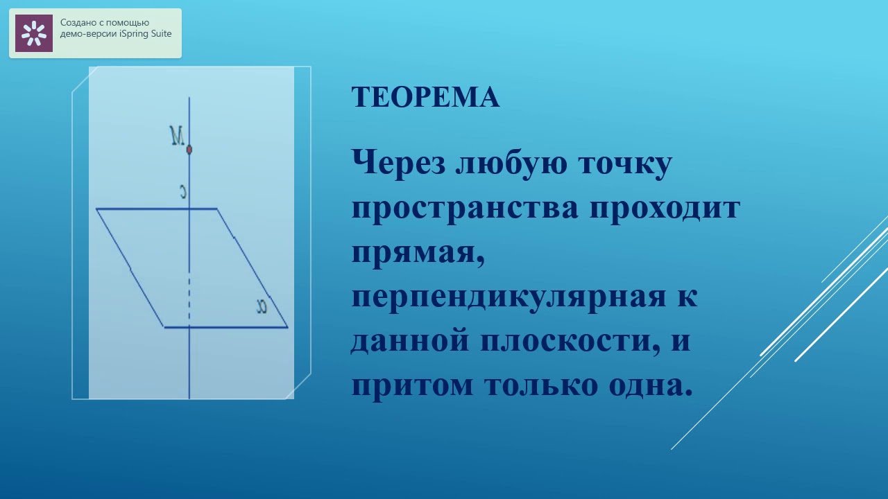 ТЕОРЕМА О ПРЯМОЙ, ПЕРПЕНДИКУЛЯРНОЙ К ПЛОСКОСТИ - YouTube