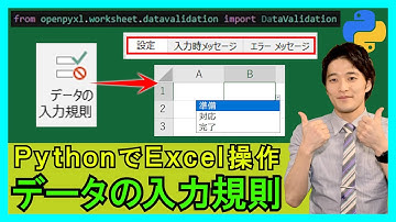 Python×Excel【基礎】1-5：データの入力規則の設定方法！入力時エラーメッセージの設定方法まで！【解説】
