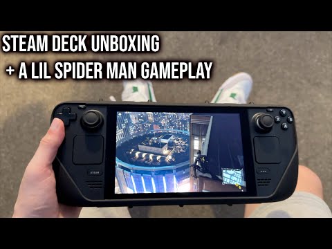 steam deck unboxing + spiderman remastered gameplay