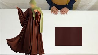 طريقة تفصيل وخياطة عباية كلوش للمحجبات موديل جديد بالكم الفراشة dress cutting and stitching