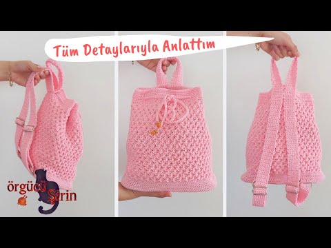 Tüm Detaylarıyla Çok Kolay Ve Şık Sırt Çantası / Örgü Modelleri