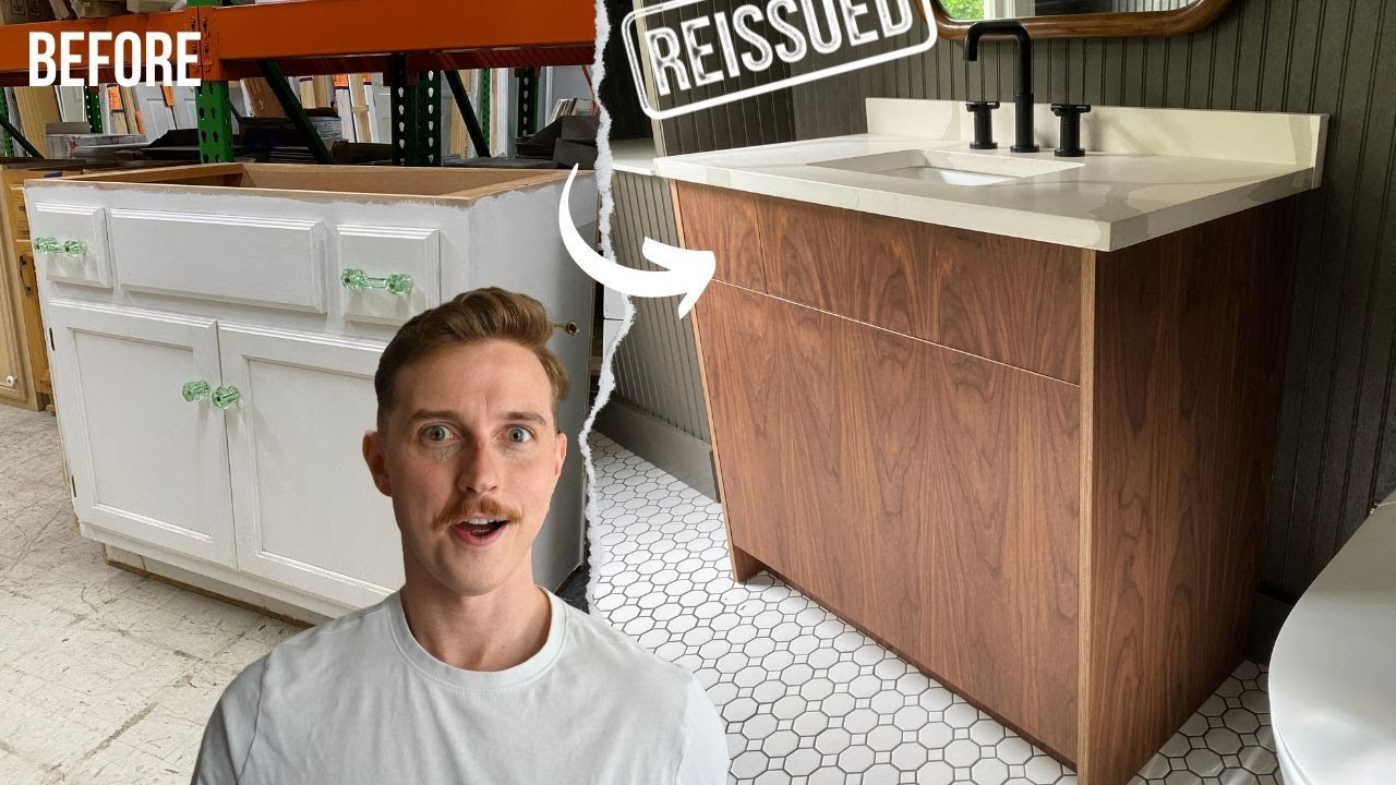 Stunning Mid Century inspired bathroom vanity thrift flip! - YouTube