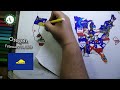 Drawing flag map of US States | American States flag map drawing | United States flag map | USA map