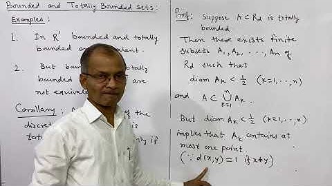 Real Analysis: Bounded Sets and Totally Bounded Sets: Examples (contd.). Lect. # 16.#metricspace