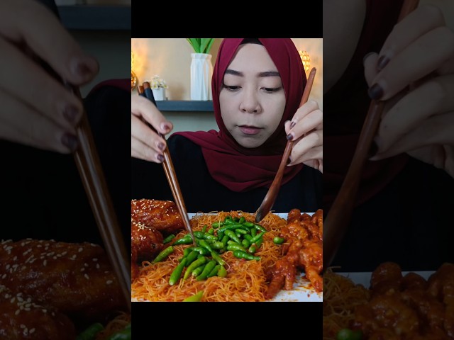 mukbang mie bihun dan paha ayam pedas #mukbang #asmr #asmreating #food