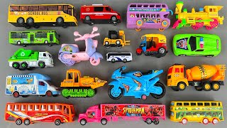 Found Different Types of Toy Vehicles | Garbage Truck, Auto Rickshaw, School Bus, Bulldozer and etc