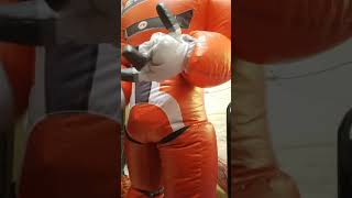 Stuck & trapped in inflatable robot mascot costume
