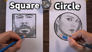 Two hands draw SQUARE and CIRCLE at the same time - DP ART