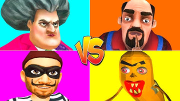 Scary Teacher 3D VS Scary Stranger 3D VS Sausage Man VS Robbery Clash Thief - Android & iOS