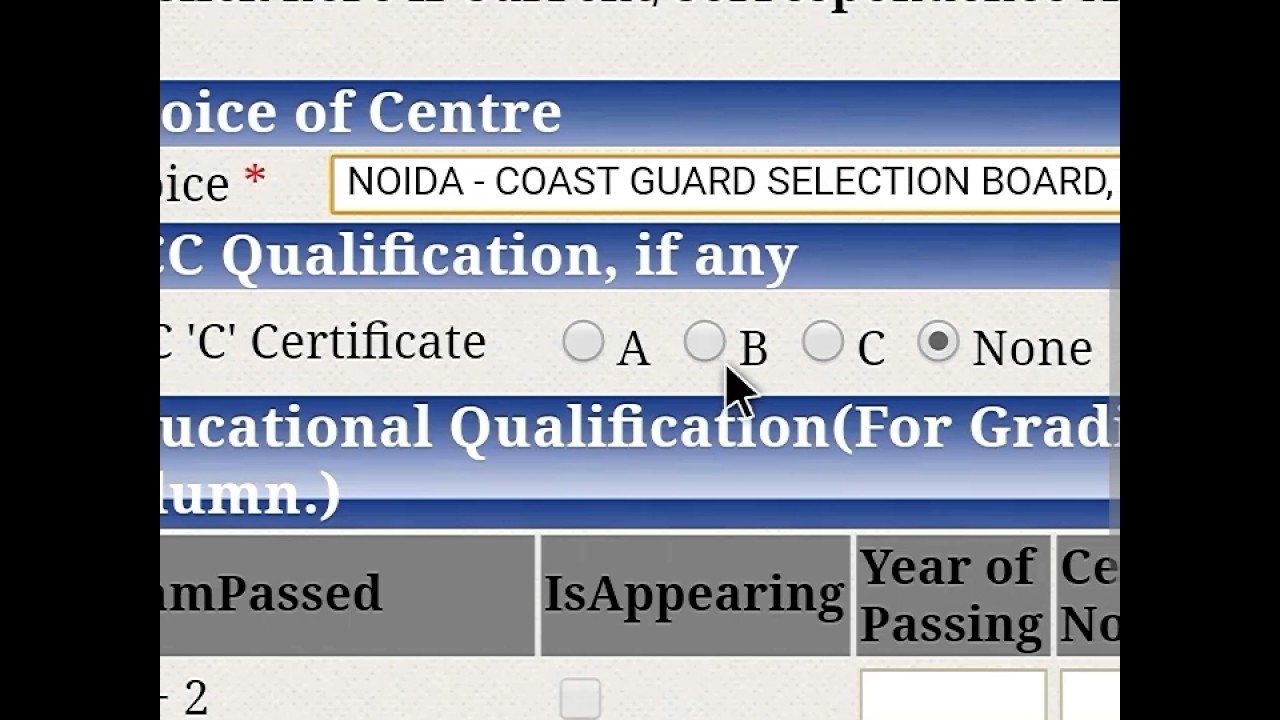how to fill indian coast guard 2017 apply online for navik posts coast guard physical form