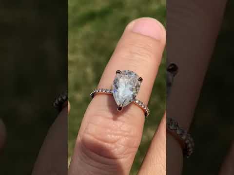 Pear Moissanite Engagement Ring with Claw Prongs ring video