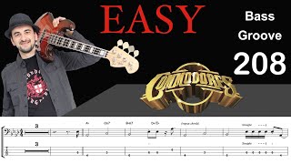 EASY (Commodores) How to Play Bass Groove Cover with Score & Tab Lesson