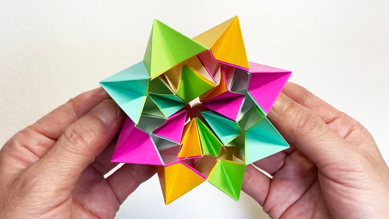 クルクル回る とっても簡単 3枚の折り紙で作る3dのオモチャ Youtube