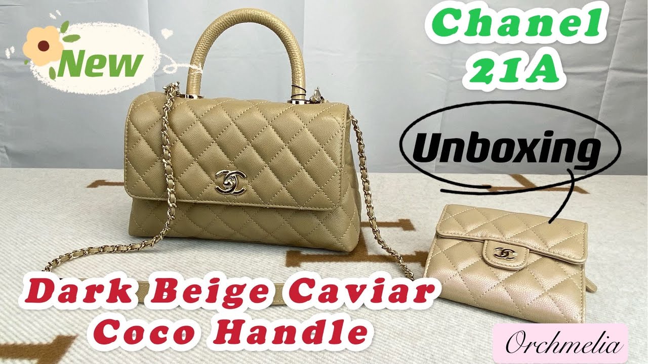 Chanel Small Coco Handle In 21A Beige Caviar LGHW –