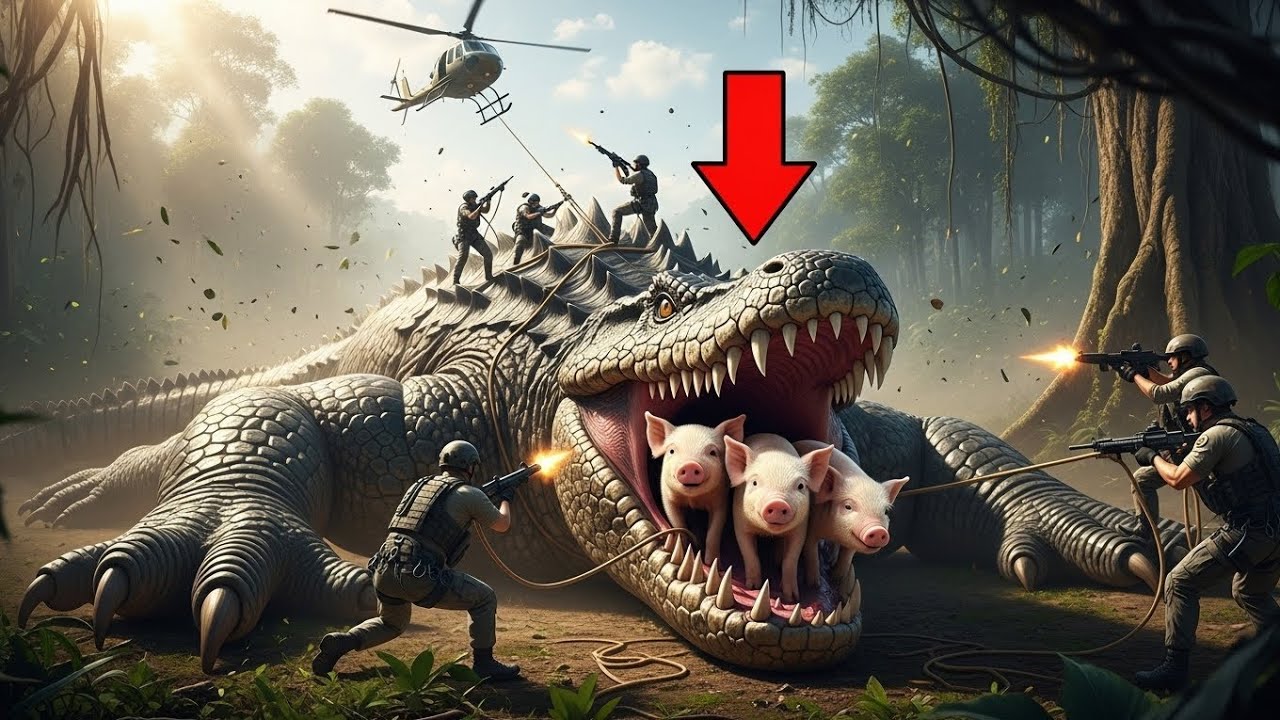 Heroic Rescue Team Saves Three Innocent Piglets from a GIANT Komodo Dragon Attack