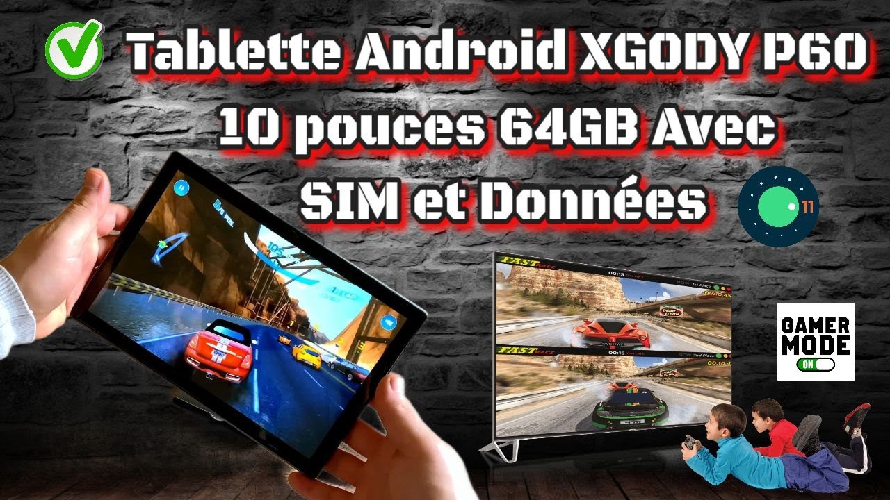 Tablette Android XGODY P60 10 pouces 64GB Avec SIM et Données 