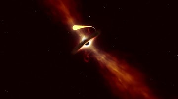 Death by spaghettification: artistic animation of star being sucked in by a black hole