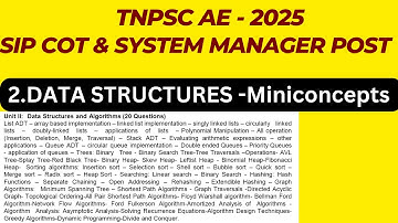 2.Datastructures Miniconcepts-SIPCOT &System manager TNPSCAE2025 #tnpscae#eee#ece#material#testbatch